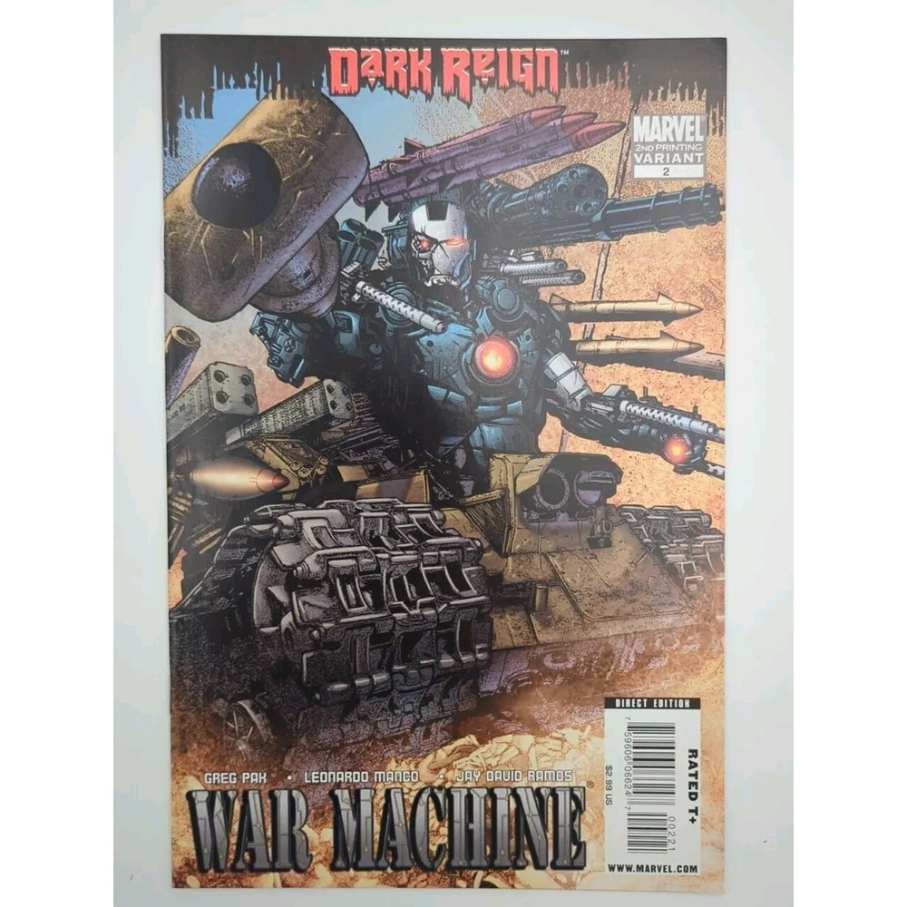 War Machine #2 Second Print Variant 2008 Dark‎ Reign HTF Marvel Comic Book